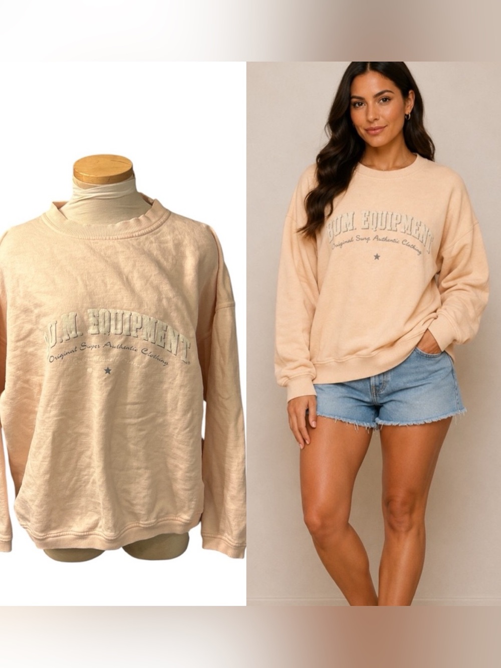 Bum Equipment Peach Cotton Crewneck Sweatshirt Vintage Size Large
